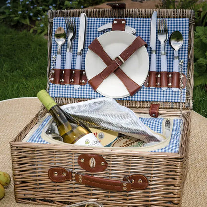 Picknickkorb aus geflochtenem Weidengeflecht - 4 Personen